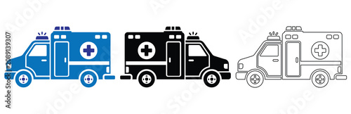 Konstfotografi Modern Emergency Ambulance Vehicle Vector Icon With Medical Transport And Health