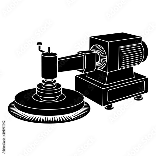 Rotary floor scrubber machine silhouette for commercial maintenance.