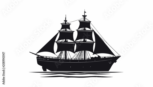 Photos Vintage Sailing Ship Illustration.