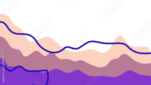 Contemporary fluid wave layout template. Abstract layered backdrop in dreamy colors of beige and purple with blue outlines. Eye-catching.
