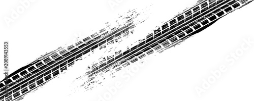 Schilderij op canvas Tire track