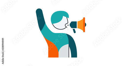 Canvastavla Colorful illustration of person shouting into megaphone.