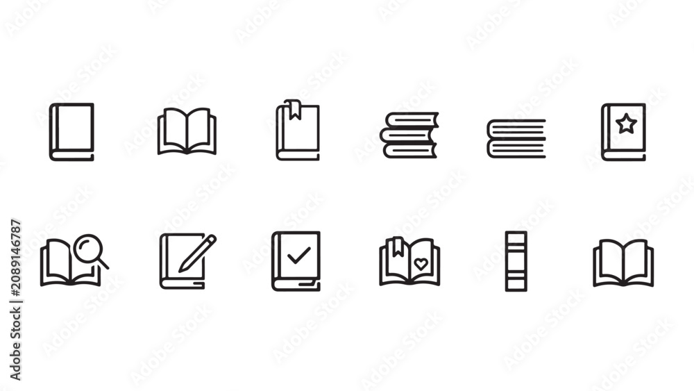 Obraz premium Education and Library Book Line Icon