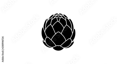 Foto Black artichoke icon on white background with against plain white outlined white