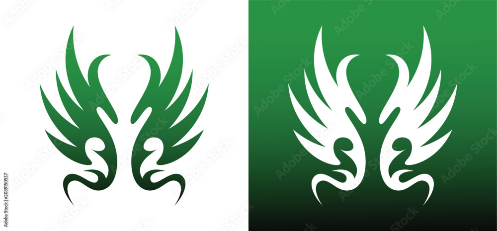 Obraz premium Tribal Phoenix Logo Vector – Abstract Winged Bird Mascot Emblem for Esports and Brand Identity