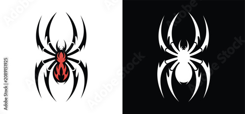 Tribal Spider Logo Vector – Black Widow Spider Emblem for Gaming, Tattoo and Esports Branding