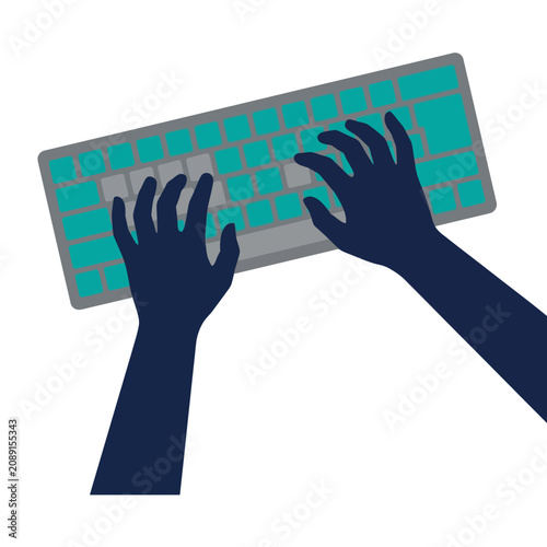 Hands typing on a computer keyboard vector illustration