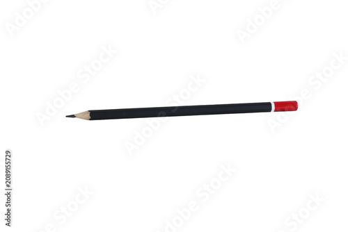 Konstfotografi Black pencil with red ferrule isolated on transparent background