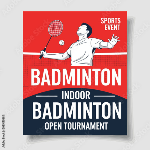 Dynamic Badminton Player Silhouette In Action With Tournament Poster Design