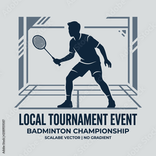 Dynamic Badminton Player Silhouette In Competitive Play