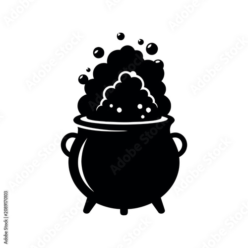Magic potion boiling in boiling silhouette