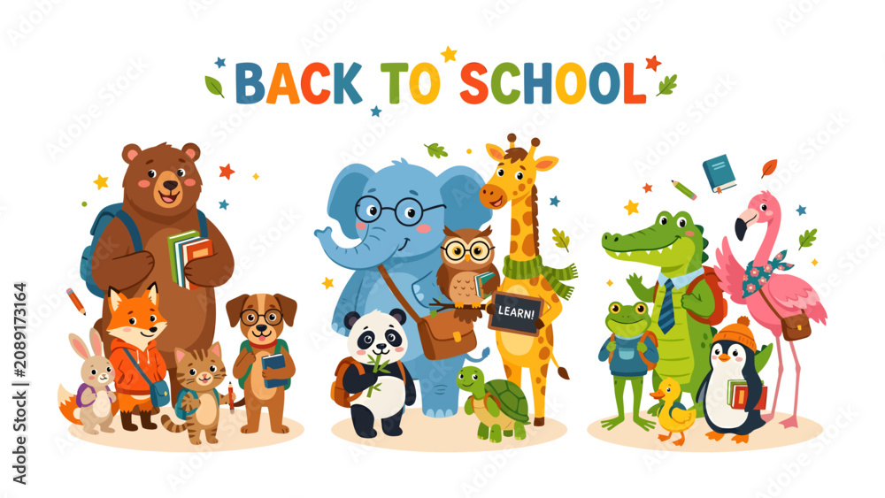 Fototapeta premium Back To School Animals Party