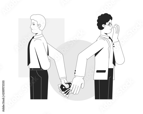Fotografie Giving bribe line illustration concept