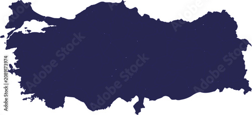 Dark blue silhouette map of Turkey vector illustration isolated on white background