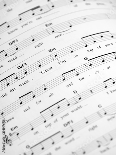 Close-up shot of sheet music