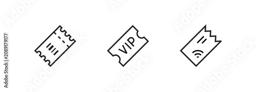 Ticket icon. Retro cinema, movie tickets icons button, vector, sign, symbol, logo, illustration, editable stroke and flat design style isolated on white linear pictogram