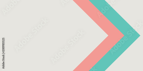 Obraz na płótnie Pastel chevron arrows pointing right in teal and coral.
