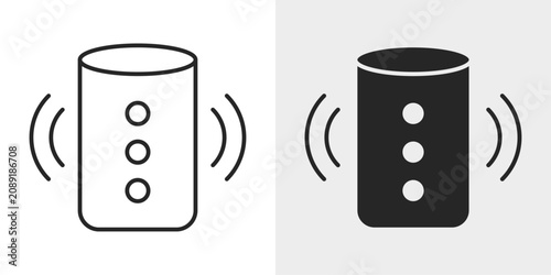 Smart Speaker Icon represents voice assistants, wireless audio, and smart home control.