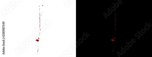 Red Blood Drip Drop on White and Black Backgrounds