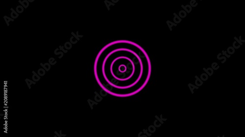 Abstract neon radar screen technology with radio wave signal animation. white color radio waves animation. animation, sound, sonar, scan, pulse, 