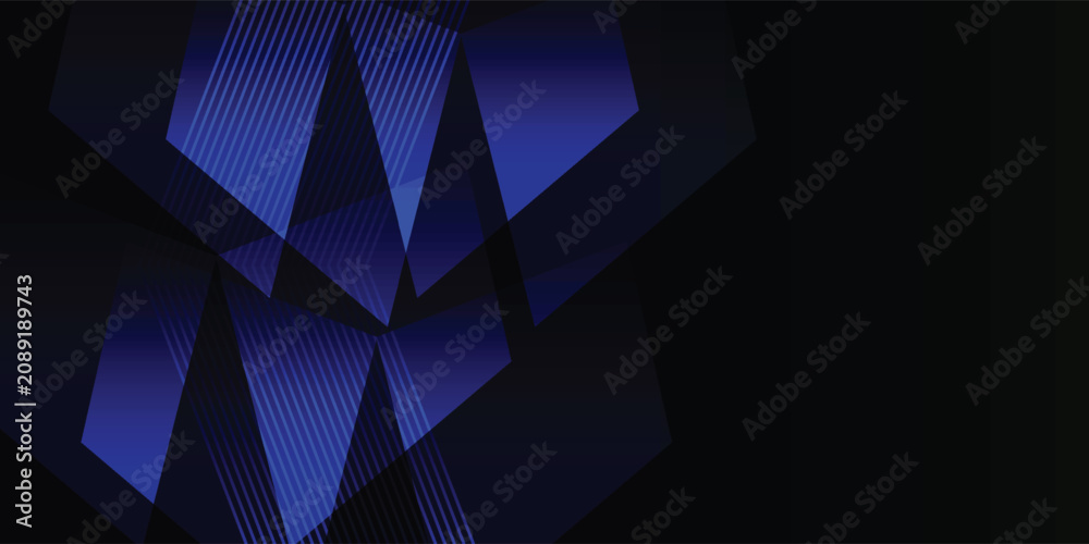 Obraz premium Dark blue geometric polygon facets with gradients.