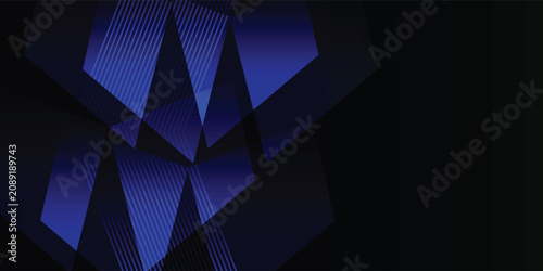 Photos Dark blue geometric polygon facets with gradients.