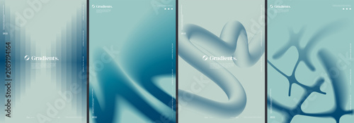 Futuristic posters collection with blurry gradient shapes composition.