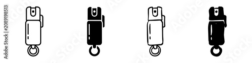 Canvastavla Set of pepper spray icons in outline, solid, and hand-drawn styles