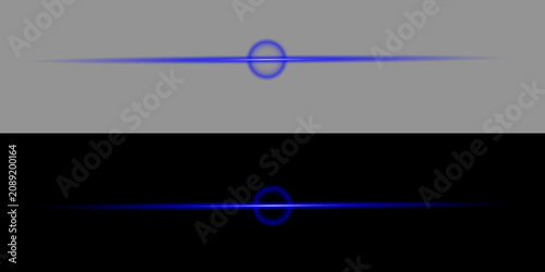 Blue Horizontal Lens Flare Light Streak Glow Effect Isolated PNG with Transparent Background for Sci Fi Overlay and Graphic Design