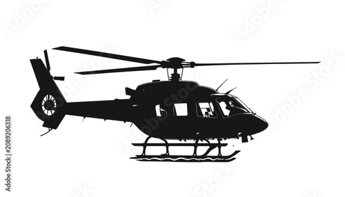 Foto Black helicopter silhouette flying vehicle.
