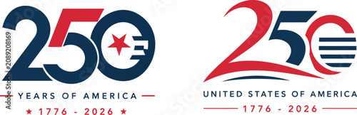 Fotografia 250 years of America dual star logo commemorative banner design 1776 to 2026