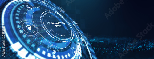 PENETRATION TEST inscription, cyber security concept. 3d illustration