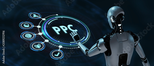 Business, Technology, Internet and network concept. PPC Pay per click payment. Technology digital marketing. 3d illustration