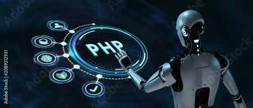 Business, Technology, Internet and network concept. PHP abbreviation. Modern technology concept. 3d illustration