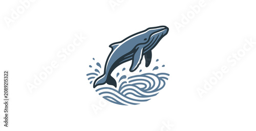 Foto Humpback Whale Breaching Vector Illustration