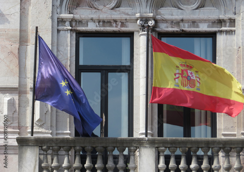 Spanish and European flags