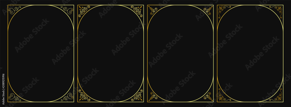 Fototapeta premium Elegant gold frame border with luxury geometric lines, perfect for certificates, awards, or premium decorative designs with sophisticated golden accents and refined details.