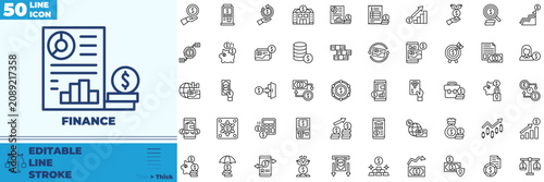 Fotografie Finance Line Editable Icons set