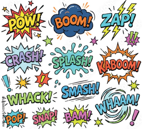 Fényképezés Colorful Comic Book Sound Effects.