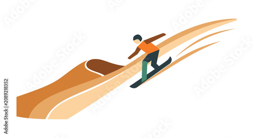 Fotografía Dynamic snowboarder carving down a stylized slope.