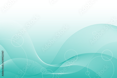 Green abstract wave line background circles