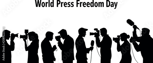 Fotografía World Press Freedom Day Concept Featuring Silhouettes of Professional Journalist