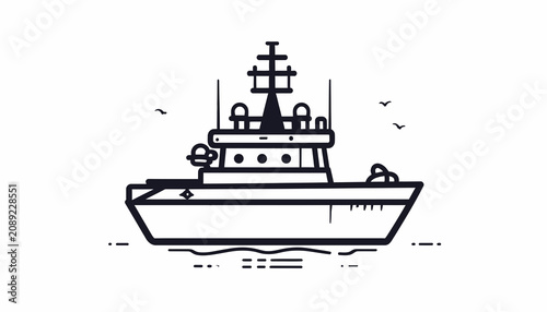 Tableau sur toile Large Vessel Sailing on Water Surface.