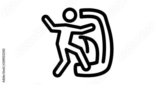 Minimalist Line Art Figure in Dynamic Pose.