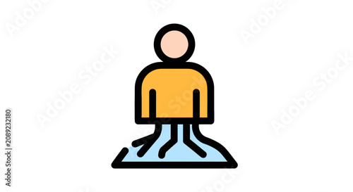 Illustrated person meditating in lotus position.