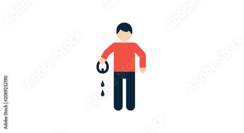 Flat design illustration of a man holding a soccer ball.