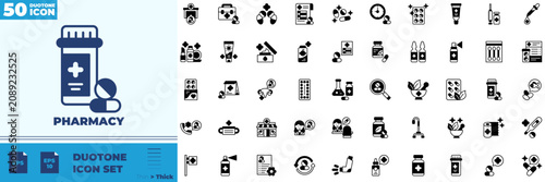 Tableau sur toile Pharmacy Duotone Editable Icons set