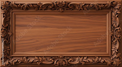 Ornate carved wooden frame with intricate baroque floral patterns