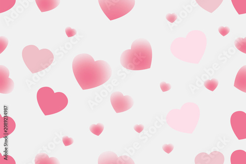 Cuadro en lienzo A vibrant and playful pattern of various sized pink hearts scattered across a cl