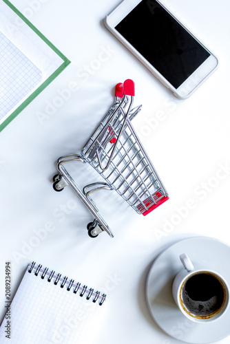 concept online shopping with smartphone on white background mock up